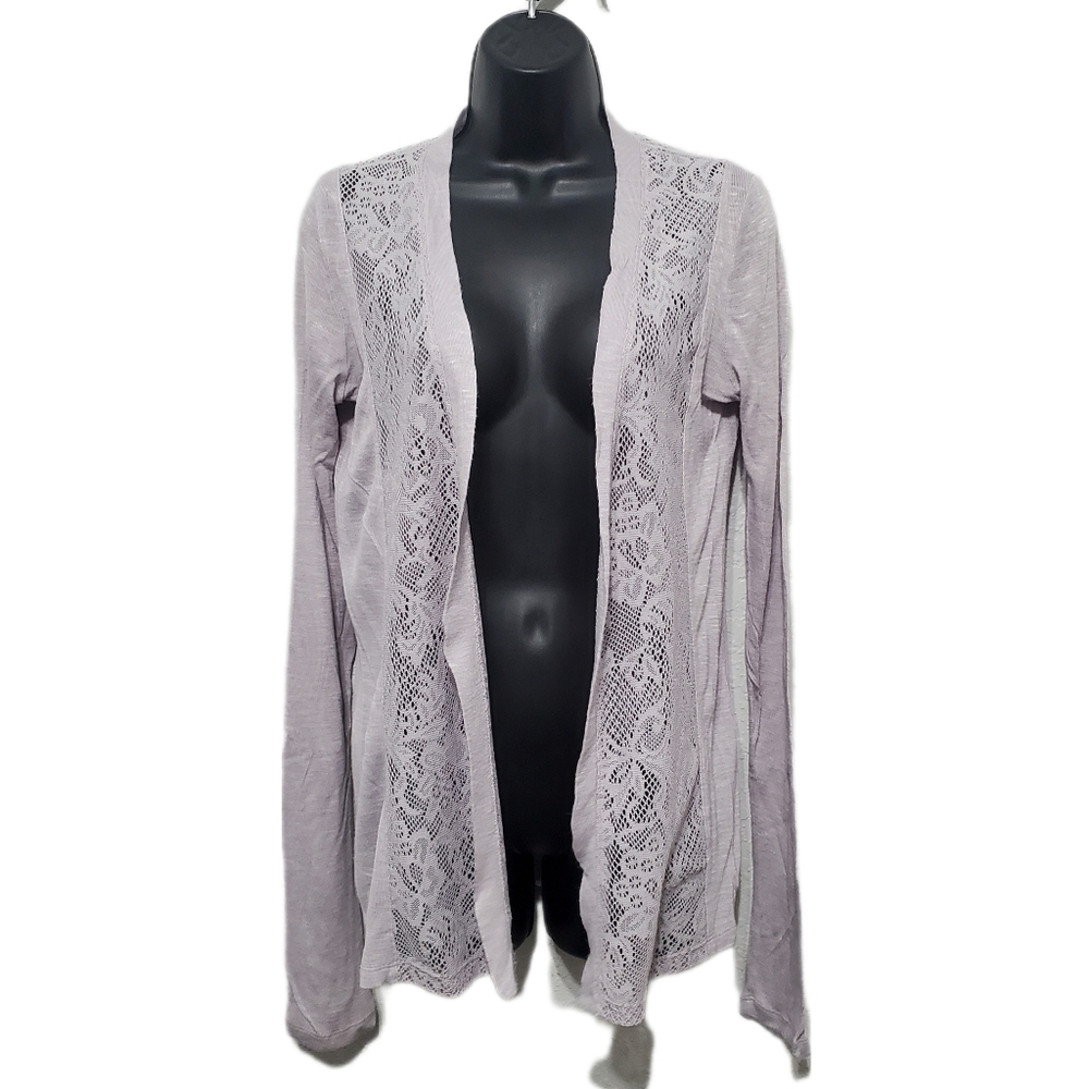 UO Pins and Needles Grey Lace Panel Cardigan Size Medium